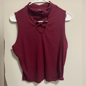 Sleeveless Burgundy Top